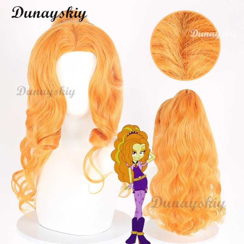 Dazzle Adagio Cosplay Wig Anime Cosplay Orange Heat Resistant Synthetic Hair Prop Halloween Party Play Outfit for Women