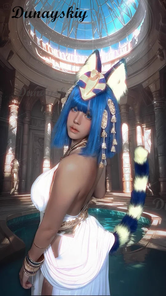 Ankha Cosplay Costumes Egyptian Queen White Sexy Dresses Game Animal Crossing Role Play Uniform Halloween Carnival Dressing