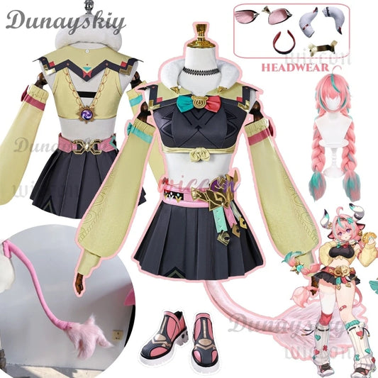 Game Genshin Impact Varesa Cosplay Varesa Cosplay Wig Horn Accessory Uniform New Dress Suit Anime Shoes Carnival Party Outfit