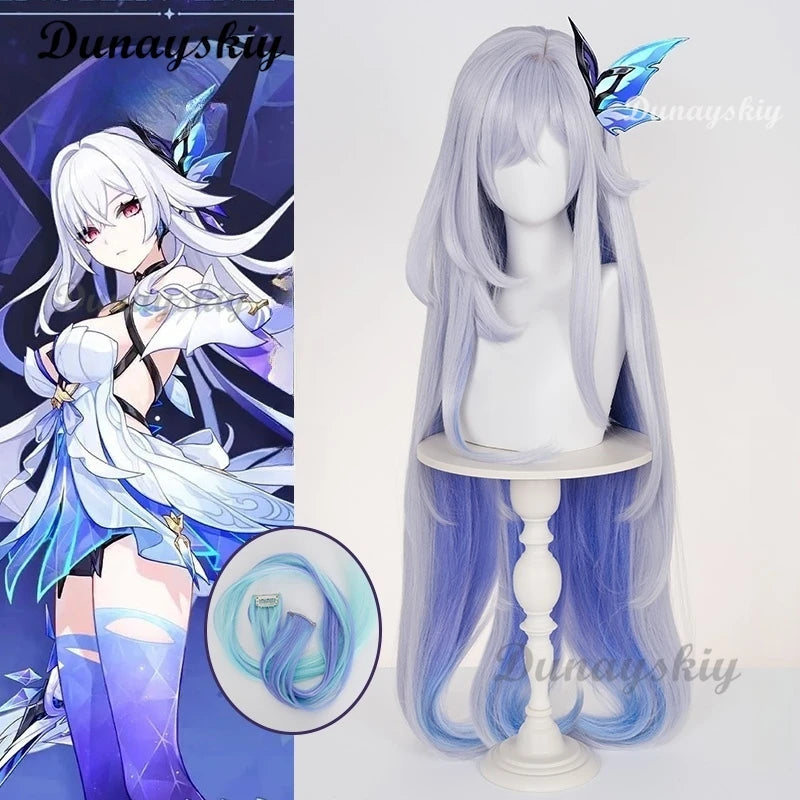 Genshin Impact Skirk Cosplay Wig Blue Gray Long Hair New Skin Swordswoman Tartaglia's Master Abyss Halloween Party Women Girls