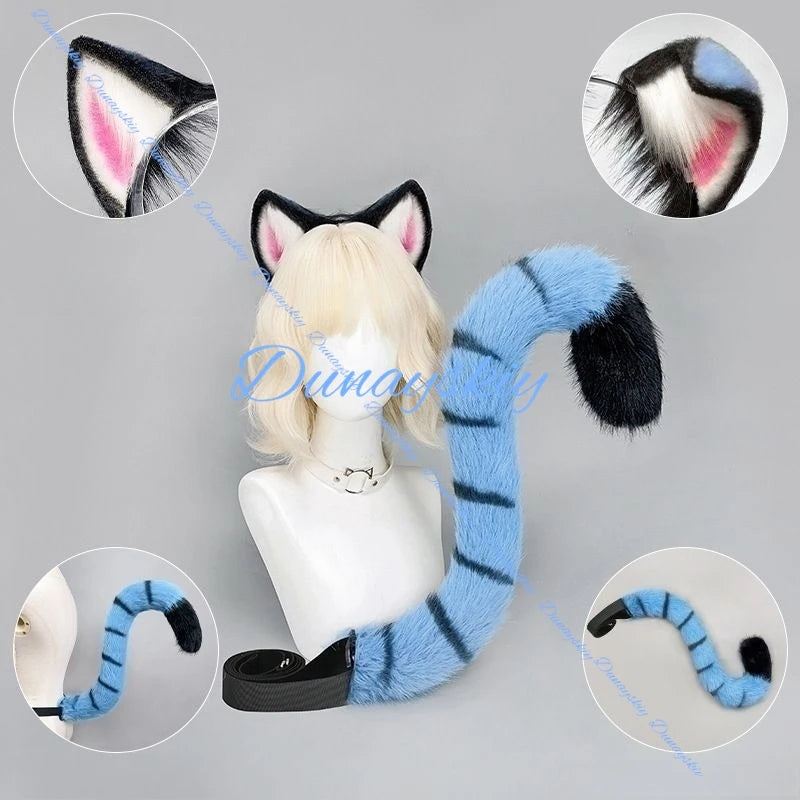 Huntrix Kpop Demon Tiger Cosplay Tail Headwear Set Party Props Ear Halloween Carnival Club Pub Masquerade Costume Women Headband