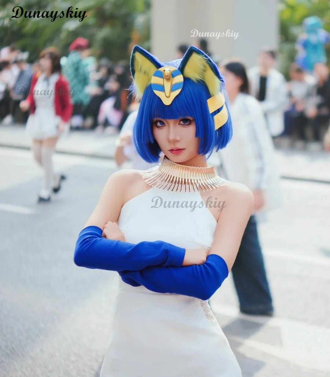 Anime Egyptian Cat Dress Cosplay Costume Wig Animal Crossing Style Full Set with Accessories Women's Role Play Costume