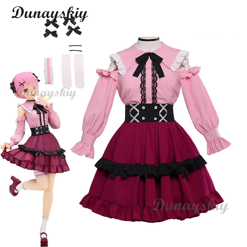 Re:zero Rem Cosplay Dresses Ram Cosplay Costume Re: Life A Different World From Zero Disarmed Mine Girl Cute Princess Dress Sets