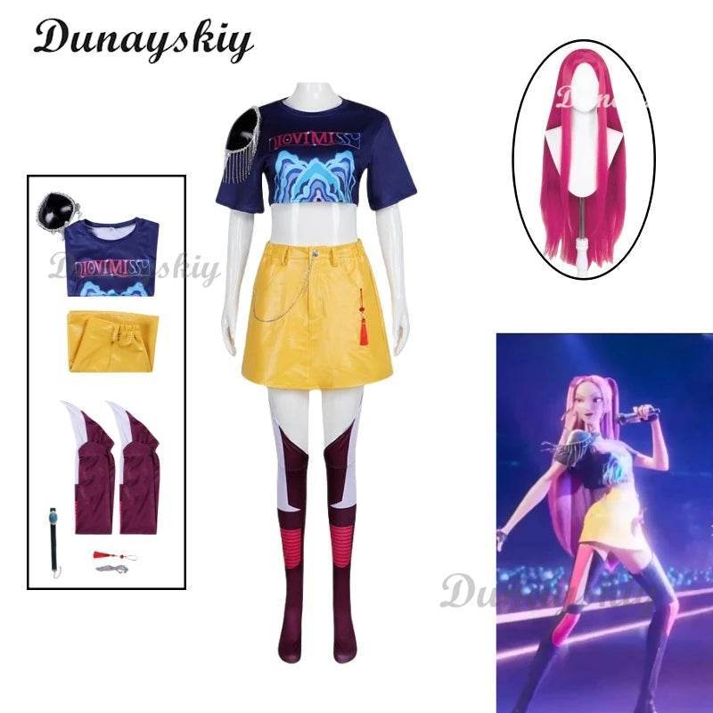 Anime KPop Demon Cos Hunters Superstar Lumi Mira Zoe Cosplay Costume Full Set Girl Group Suit Women Halloween Party Roleplay