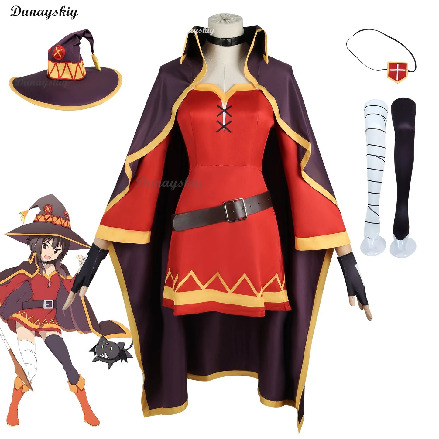Megumin Cosplay Costume Wig KonoSuba: God's Blessing on This Wonderful World Magic Little Witch Outfit Hat Shoes Customized