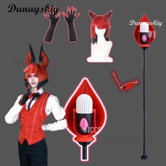 Hazbin Cosplay Hotel ALASTOR Cosplay Props 145CM Detachable Vertical Microphone Sticks Canes For Halloween Carnival Party Props
