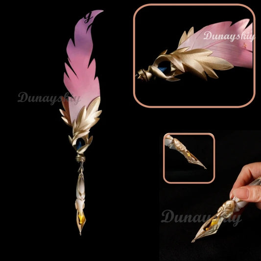 Highly Detailed Honkai: Star Rail 1:1 Replica Trailblazer's Memory Contract Feather Pen Cosplay Prop with Light-Up Feature