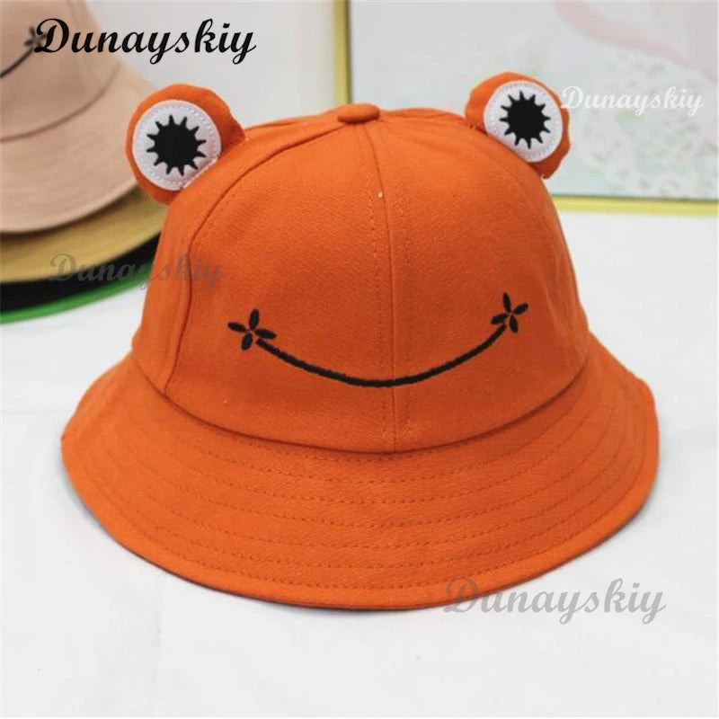 Cute Frog Bucket Hats Cosplay Accessories Women Bucket Hat Women Summer Outdoor Sun Fishing Cap Cotton Wild Panama Decorative