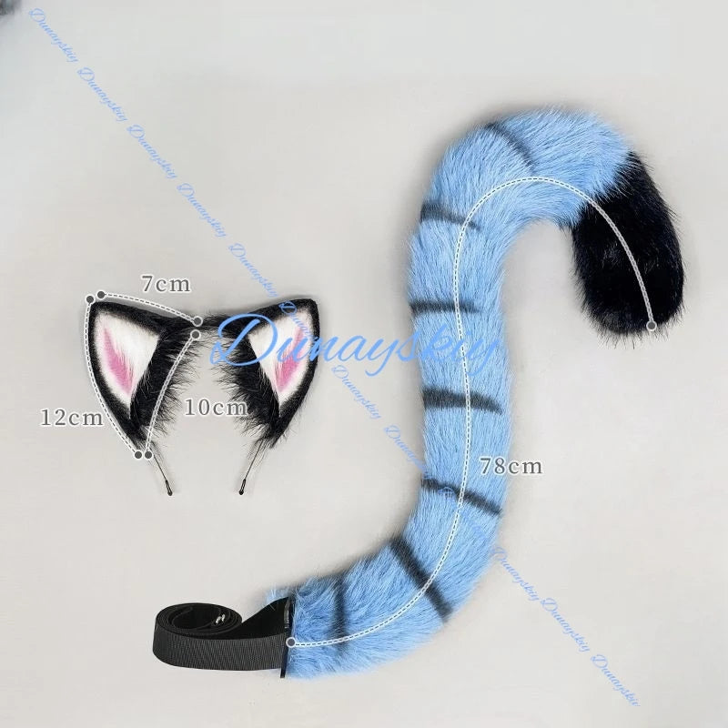 Huntrix Kpop Demon Tiger Cosplay Tail Headwear Set Party Props Ear Halloween Carnival Club Pub Masquerade Costume Women Headband