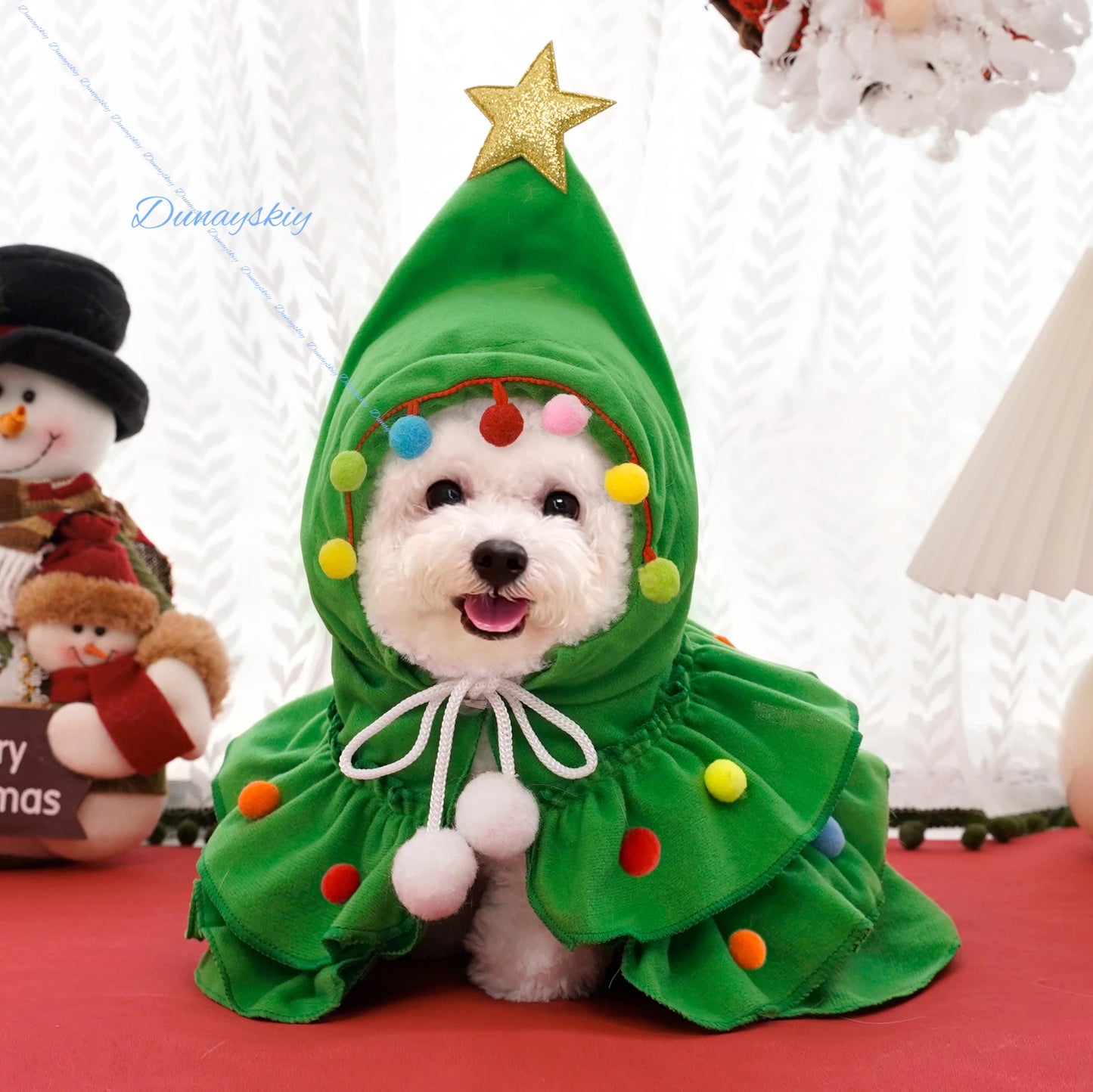 Holiday Supplies Party Cosplay Cope Christmas Dog Cloak Colorful High Quality Pet Cape Santa Tree Costume Puppy Coat