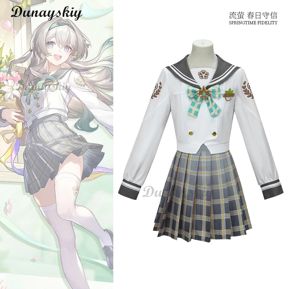 Game New Firefly Honkai：Star Rail cospaly costume JK dress shirt wig brooch socks prop set Halloween sweet women man uniform