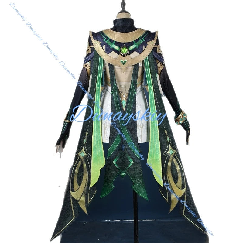 Genshin Impact Nefer Cosplay Costume Wig Uniform Five-star Dendro Catalyst Halloween Party Women Girls Game Accessory Prop