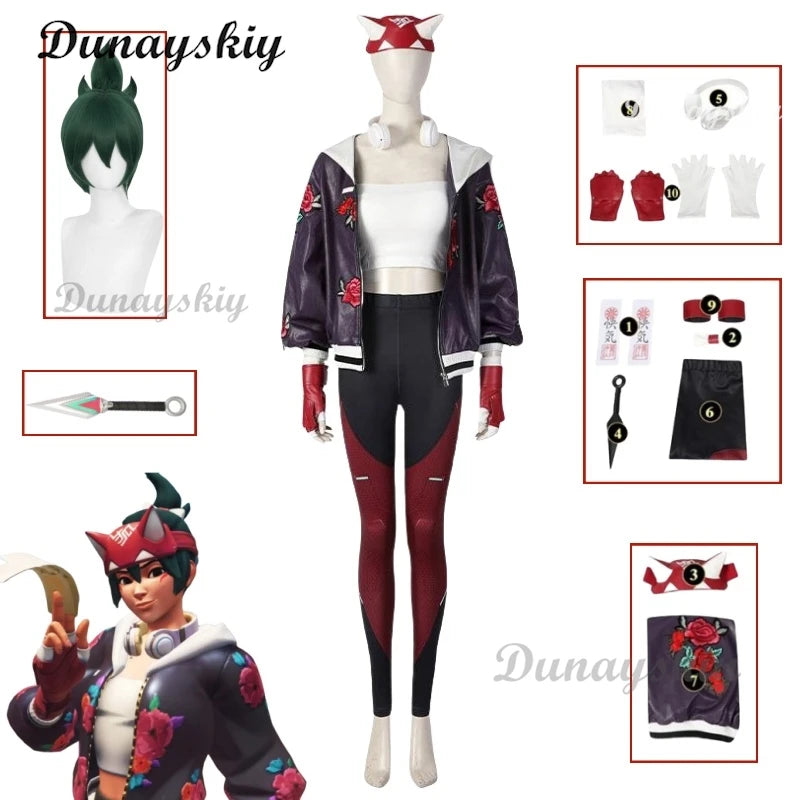 Over2 Kiriko Cosplay Costumes Skin Athleisure Watch Coat Pants Women Suit Game Clothes Halloween Party Wig Props Uniform Set