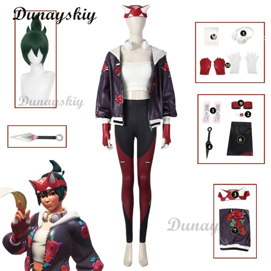 Over2 Kiriko Cosplay Costumes Skin Athleisure Watch Coat Pants Women Suit Game Clothes Halloween Party Wig Props Uniform Set