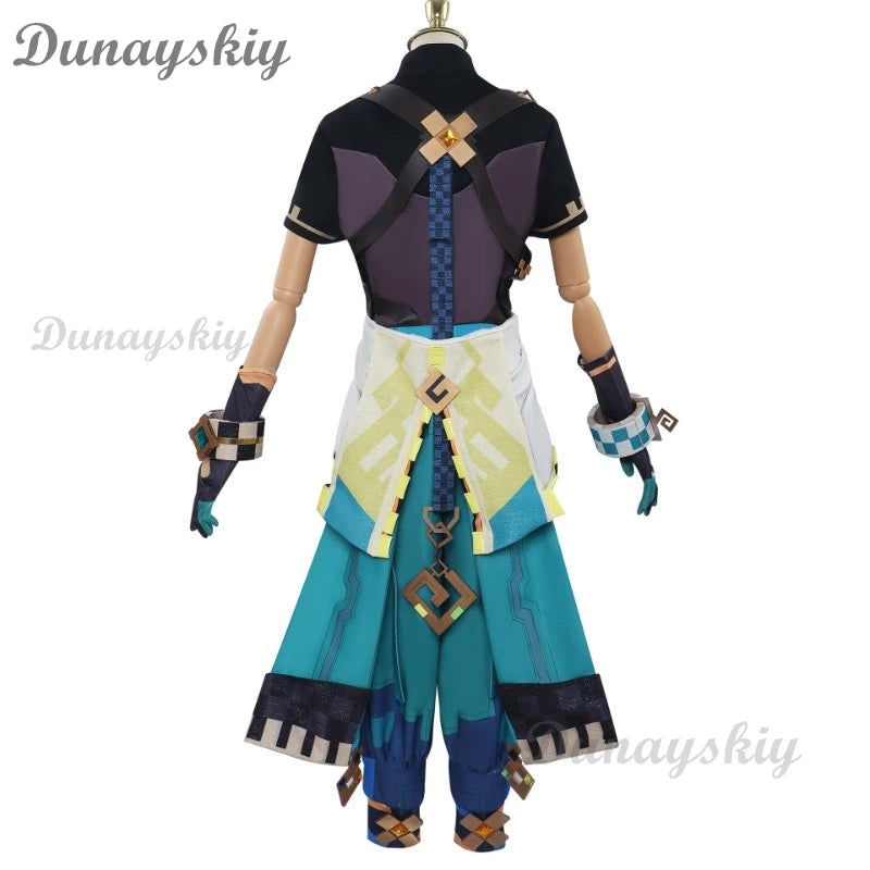 Genshin Impact Kinich Cosplay Costume Wig Turnfire Hunt Uniform Earring Sticker Props Huitztlan Natlan Halloween Party Women Men