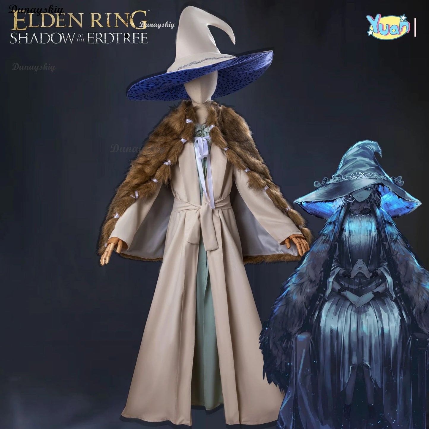 Ranni Game Elden Cosplay Witch Ranni Costume Wig Dress Ring Cloak Hat Woman Man Carnival Party Cape uniform set S-XXXL