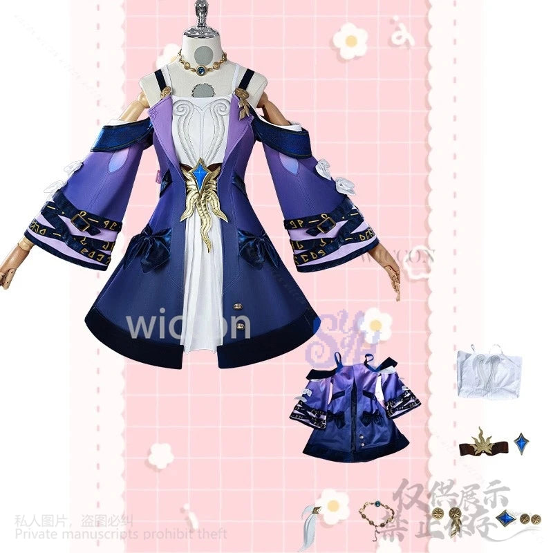 Game Honkai Star Rail Cyrene Cosplay Costume Deep Purple Mini Dress Kawaii Japanese Girls Pink Jirai Kei Wigs Halloween Party