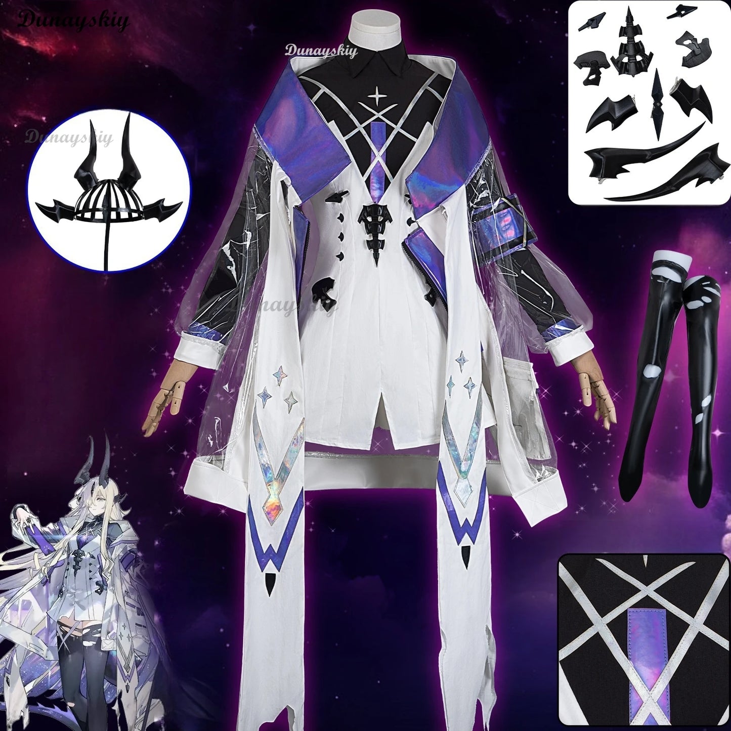 Game Arknight Necrass Eblana Dublinn Cosplay Costume Wig Leggings Uniform Accessories Halloween Party Suit