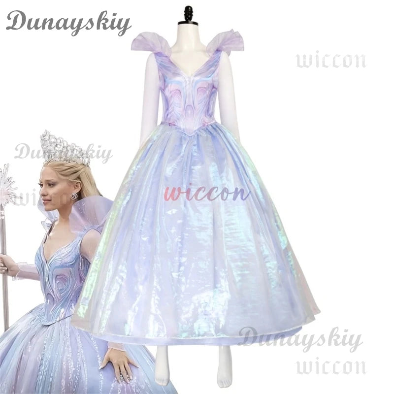 Wicked Glinda Cosplay Costume Glinda Purple Princess Dress Witch Costume For Woman Girl Party Cosplay with Wig Full Set