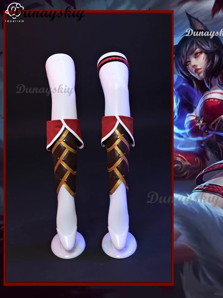 LOL: Ahri Champion Nine Tails Wildd Riftt Game Cosplay Costume Wig Ahri Red Dress Halloween Cosplay