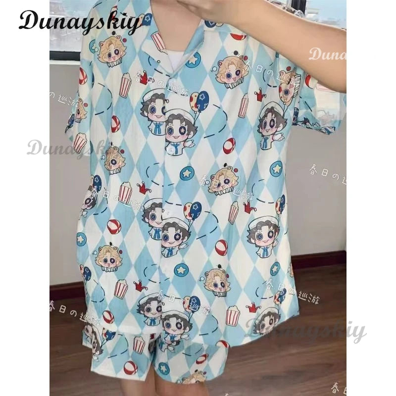 New Anime Identity V Cosplay Painter Cheerleader Acrobat Women Men Summer Short Sleeved Shorts Pajamas Home Clothes Costumes