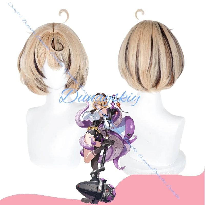 Zenless Zone Zero Yidhari Cosplay Wig Blond Short Hair Spook Shack Halloween Party for Women Girls Carnival Props