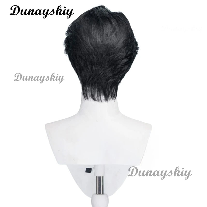 Saja Boys Jinu Wig Movie Cosplay Men Black 30cm Short Hair Star Demon Jinu Cosplay Free Cap Hallowen Party Roleplay