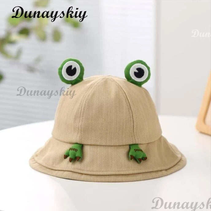 Cute Frog Bucket Hats Cosplay Accessories Women Bucket Hat Women Summer Outdoor Sun Fishing Cap Cotton Wild Panama Decorative