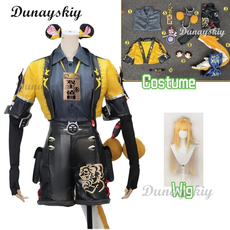 ZZZ Ju Fufu Cosplay Uniform Wig Zenless Zone Zero Tiger Costume Wig Game Clothes Women Cute Suit Outfit Halloween Party Clothes