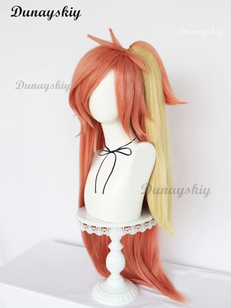 Hazzbin Cherry Bomb Wig Anime Cosplay Rainbow Color Hair Hotel Woman Cosplay Pre Crimped Wig Hair Heat Resistant