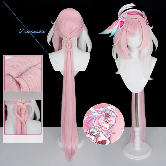 Elysia Wig Cosplay Wig Honkai: Star Rail Anime Game Elysia Role Play Wig Pink White Long Hair Women Hair For Party Halloween