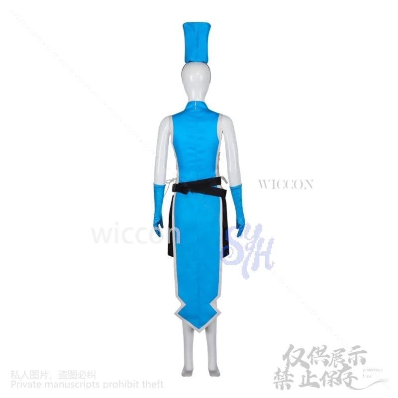 The Stunned Hero And The Assassin Princesses Anemone Cosplay Anime Costume Blue Sexy Qipao Split Skirt Side Hat Halloween Party