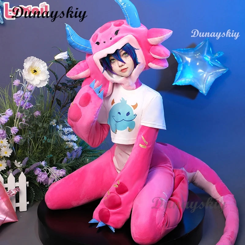 Neeko Cosplay Game LOL Super Pink Jumpsuit Head Cover Cosplay fans Costume S-XXL Tail Suit Halloween Neeko Cute Uniform