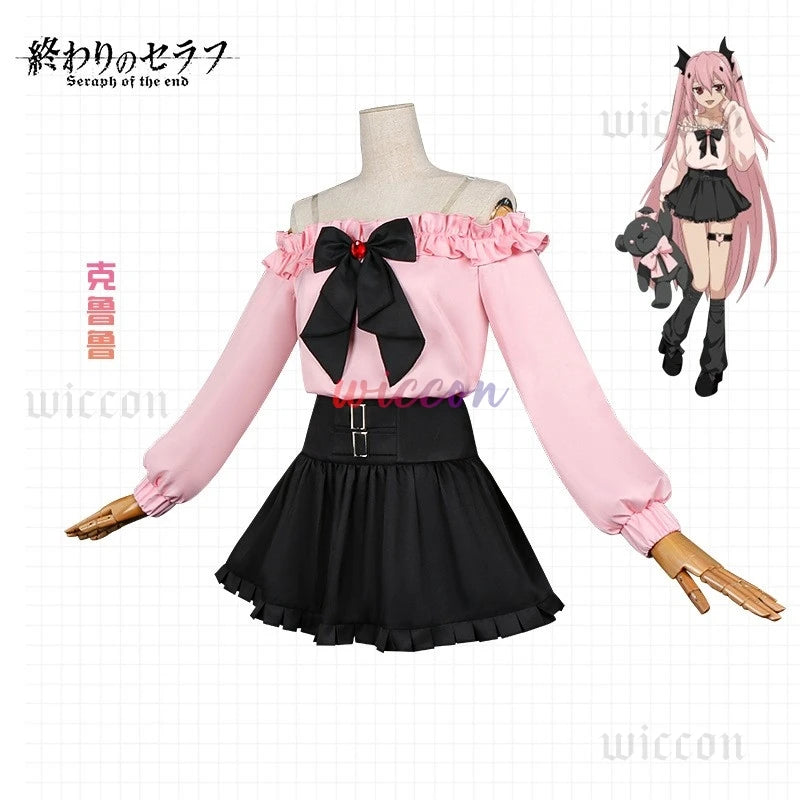 Seraph Of The End Owari no Seraph Krul Tepes Cosplay Costume Anime Wig JK School Uniforms Witch Vampire Dress Headwear Props