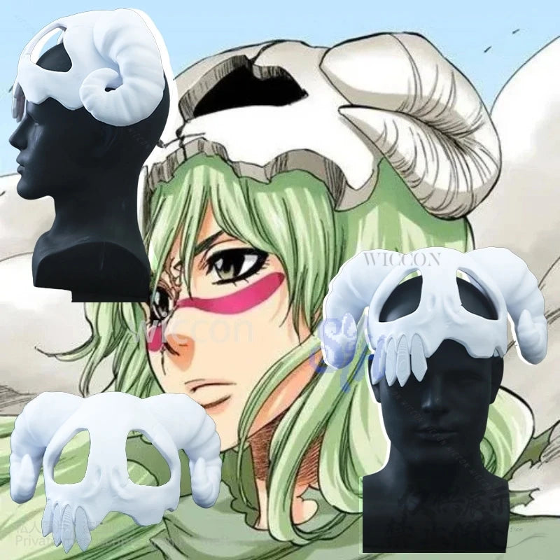 Anime Neliel Cosplay Face Mask 3D Polylactic Acid Sheep Horn Skull Half Knight Mask Halloween Christmas Party Cos Customized