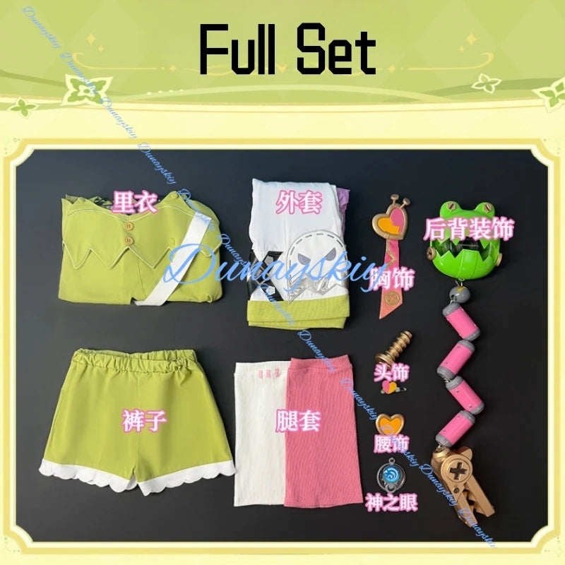 Game Genshin Impact Aino Cosplay Costume Outfit Dress Wig Women Halloween Animation Party Wig Uniform Props