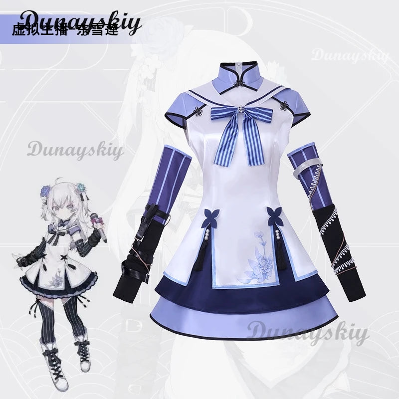 Hololive VTuber Blanche Fleur Azuma Seren Cosplay Costume Wig Lovely Dress Uniform Halloween Carnival Party Carnival Outfit