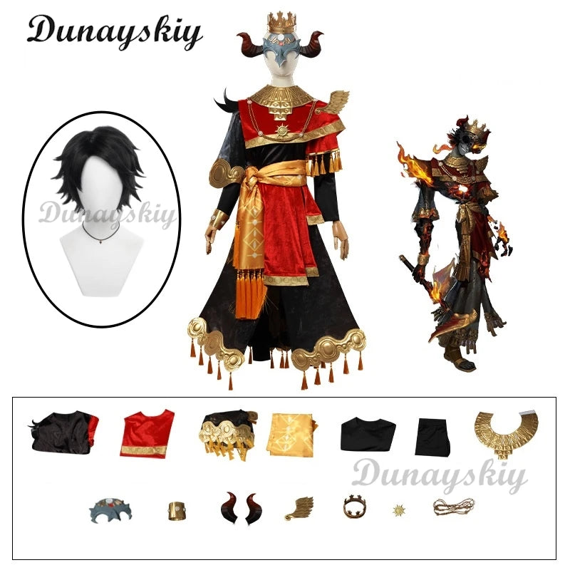 Anime Identity ⅤNorton Campbell Cosplay Costume Wig Prospector Fools Gold Cosplay Blazing Flame Party Play Outfit Outfit for Man