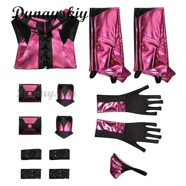 Mileena Cosplay Mortal Cos Kombat Fantasy Costume Adult Women Jumpsuit Mask Gloves Outfits Halloween Carnival Disguise Suit