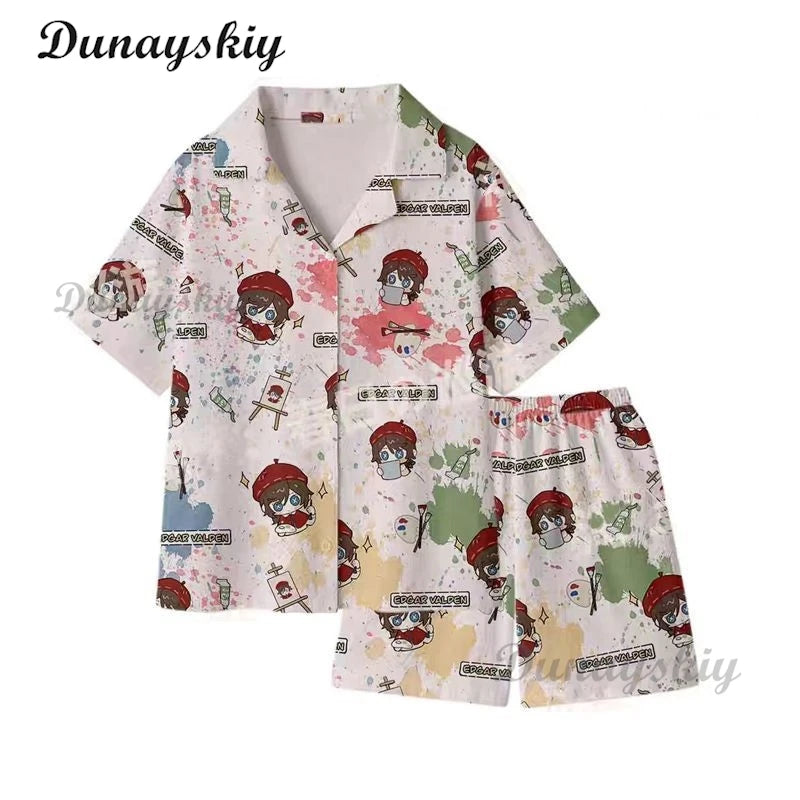 New Anime Identity V Cosplay Painter Cheerleader Acrobat Women Men Summer Short Sleeved Shorts Pajamas Home Clothes Costumes