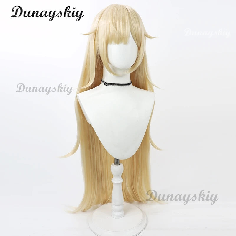 Nikke: Goddess of Victory Guillotine Cosplay Wig 90cm Long Blonde Ponytail Heat Resistant Synthetic Hair Halloween Carnival
