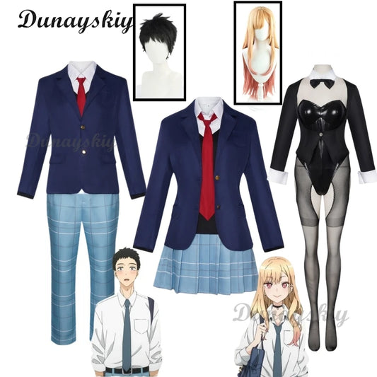 Anime My Dress-Up Gojo Wakana/ Kitagawa Marin Darling Cosplay Costume Wig Short Skirt Top JK Uniform Exhibition Party Role Play
