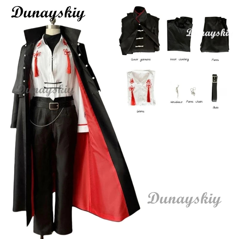 Vein Cosplay Costume Wig Anime Link Click Red Black Suit Top Pant Gradient Braid Hair Glasses Halloween Party Customized