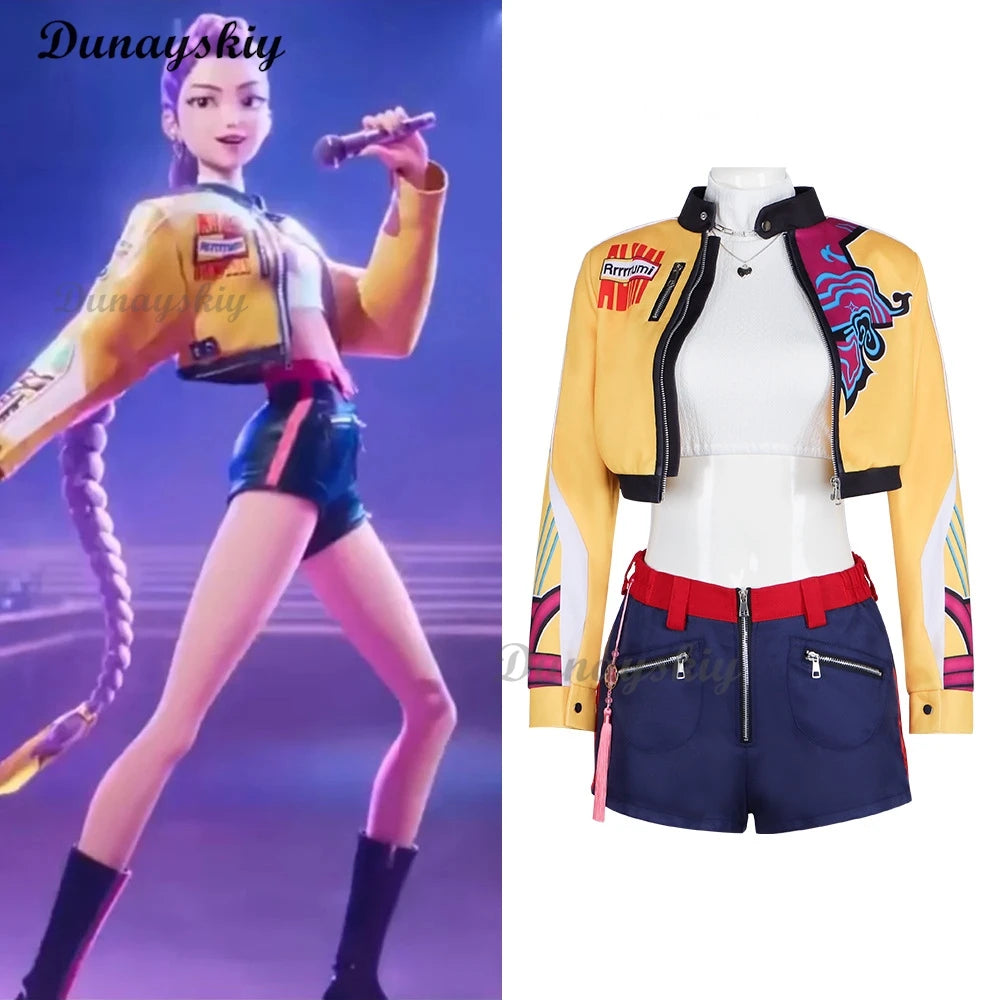 Anime KPop Demon Hunters Cosplay Costume for Women Zoey Mira Rumi Cosplay Fantasy Roleplay Outfits Halloween Carnival Party Suit