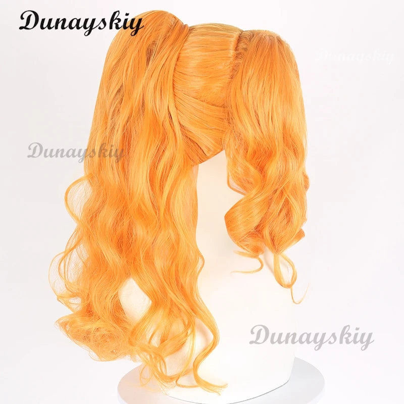 Dazzle Adagio Cosplay Wig Anime Cosplay Orange Heat Resistant Synthetic Hair Prop Halloween Party Play Outfit for Women