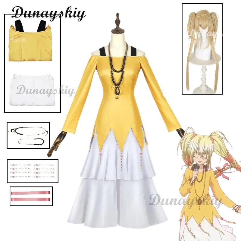 Shugo Chara Tsukiyomi Utau Yellow Dress Cosplay Costume Uniform Halloween Carnival Party Christmas Play Role Clothes Clothing