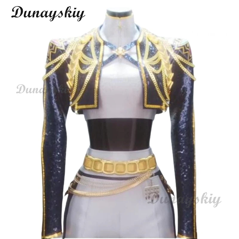Kpop Demon Zoey Rumi Cosplay Costume Wig Hunters Mira Heavy Duty Y2K Cyber Metaverse Gothic Futuristic Stage Performance Outfit