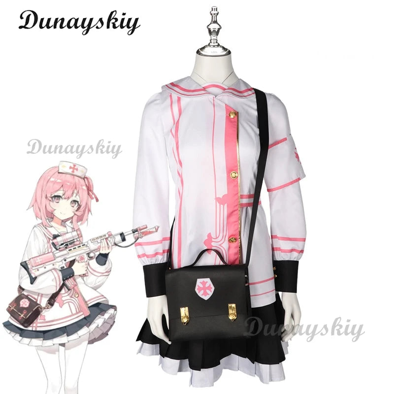 Game Blue Archive Sumi Serina Cosplay Costume Wig Women Uniform Casual Jacket Skirt Wig Nurse Hat Bow Halloween Party Suit