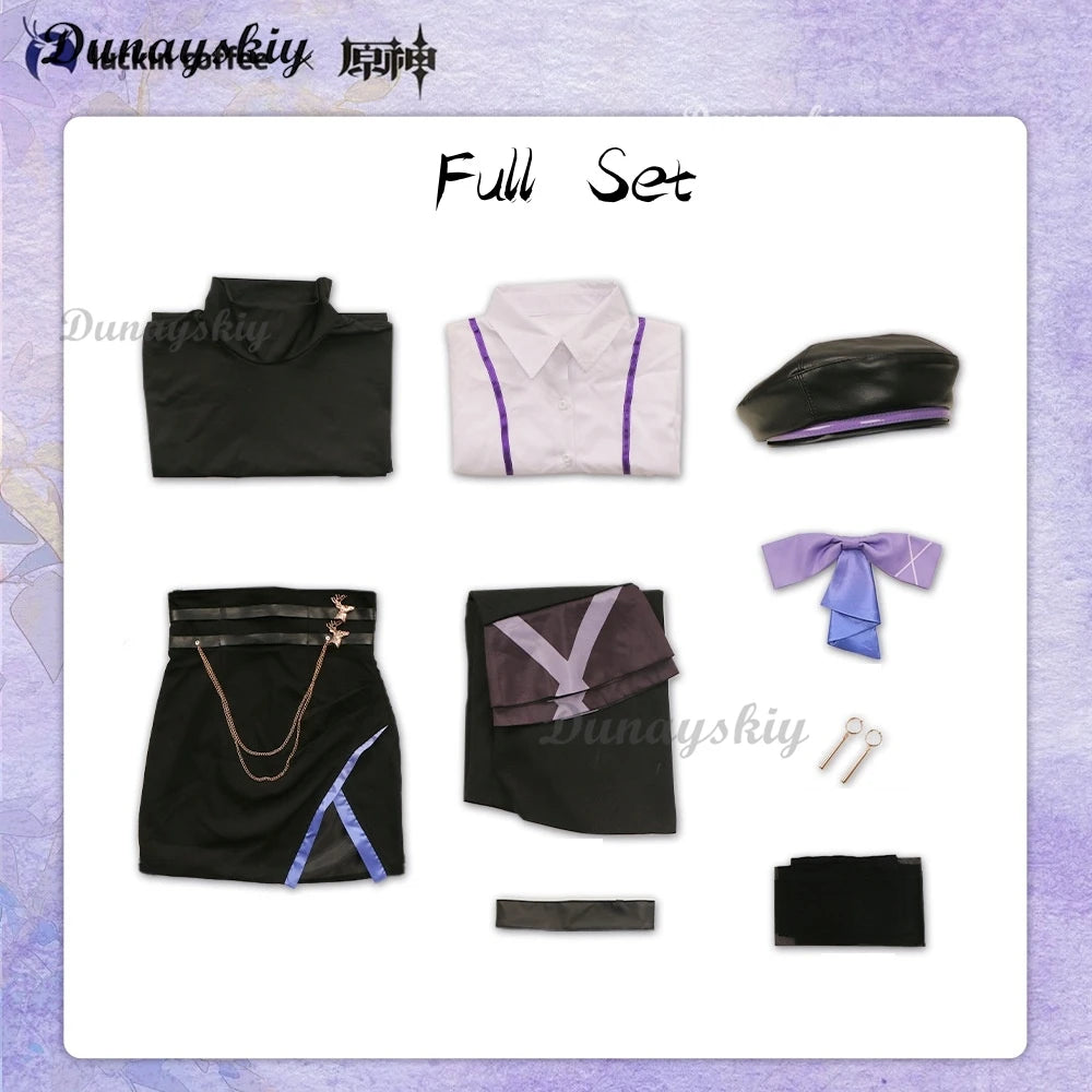 Clorinde Luckin Coffee Collab Fanart Doujin Cosplay Costume Genshin Impact Set Wig Genshin Impact Full Set Wig Halloween Xmas