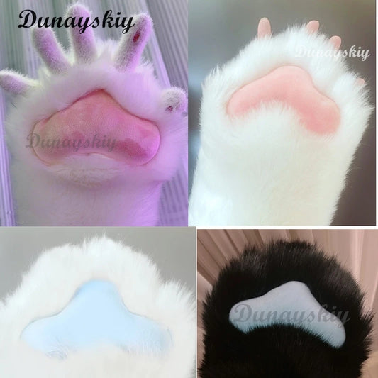 Fursuit Kigurumi Cat Paws Cartoon Plush Furry Cat Cosplay Kig Costume Nail Tiger Claws Full Finger Mittens Story Tell 2pcs